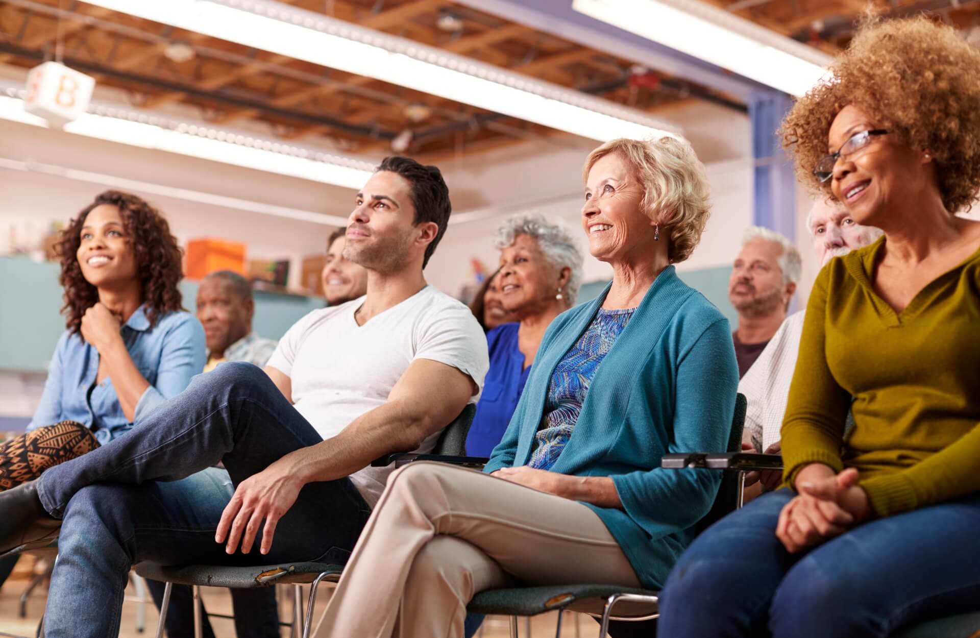 People attending a talk on developmental & intellectual disabilities